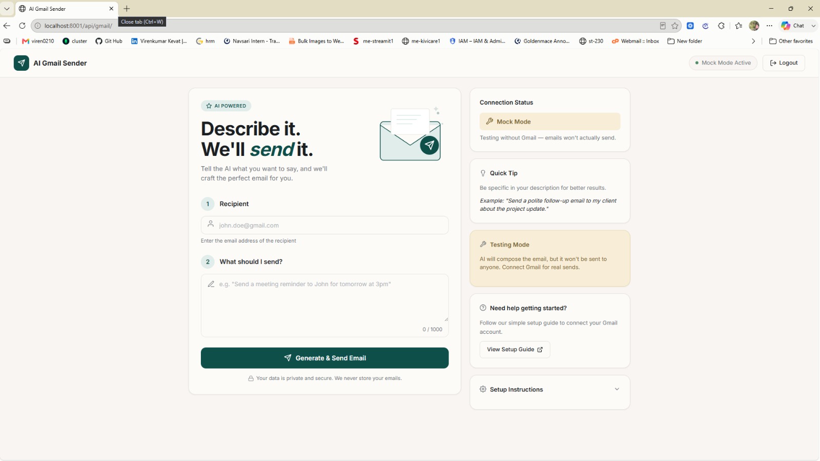 AI Gmail Sender — AI project by ProjectsHub