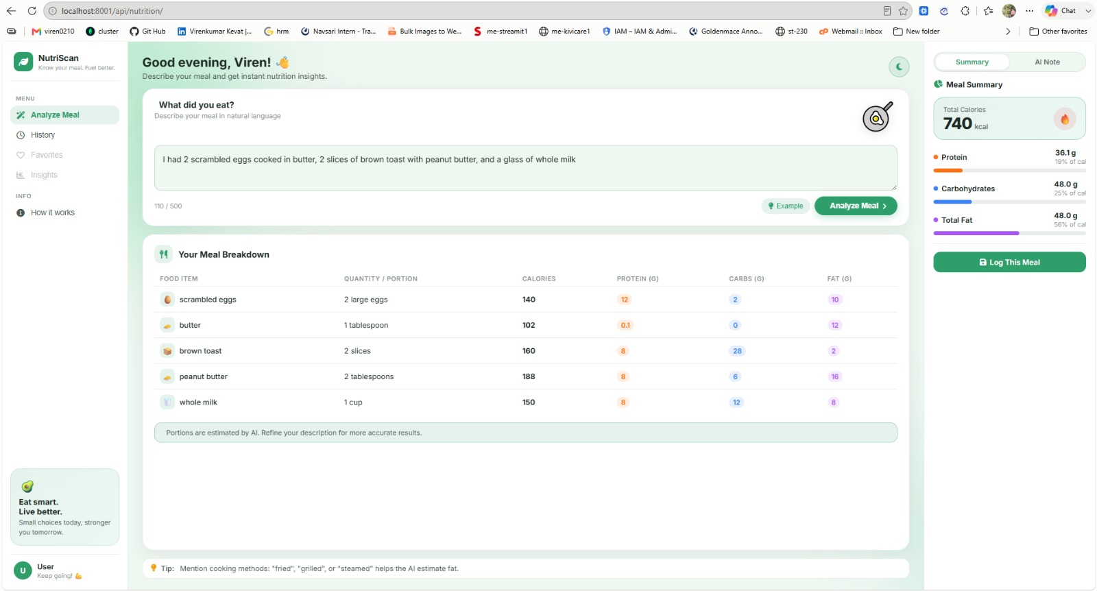 NutriScan — AI Nutrition Analyzer — AI project by ProjectsHub