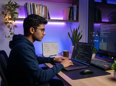 Student working on AI project